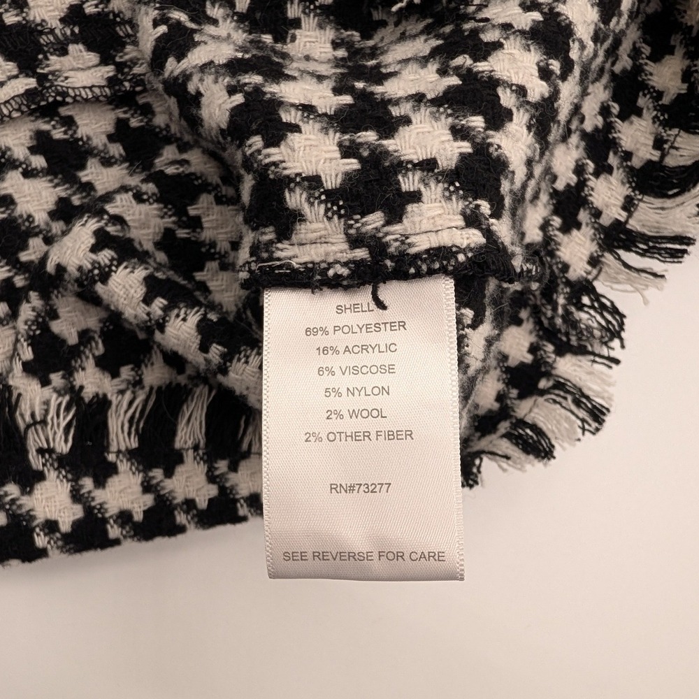 SO Black White Houndstooth Skort Tweed Fringe Hem Wrap Front Mini Skirt Large - Picture 3 of 5